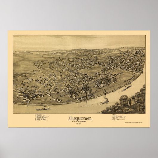 Duquesne, PA Panoramic Map - 1897 Poster (Vorne)
