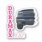 Duramax LBZ Black Truck Sticker mit rosa Streifen (Vorderseite)