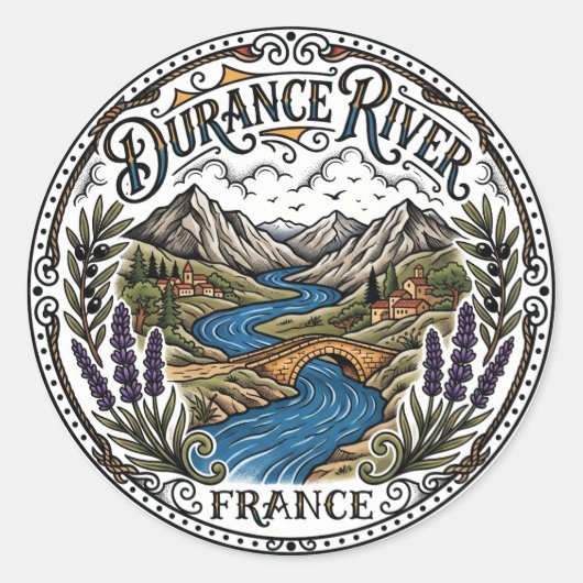 Durance Fluss Frankreich Runder Aufkleber (Vorderseite)