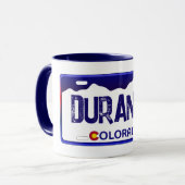 Durango Colorado Blauer Nummernschild Tasse (Vorderseite Links)