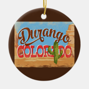 Durango Colorado Cartoon Wüste Vintage Keramik Ornament