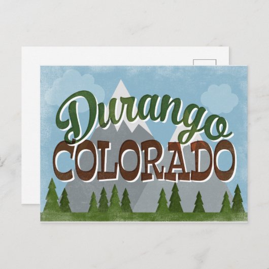 Durango Colorado Fun Retro Snowy Mountains Postkarte (Vorne/Hinten)