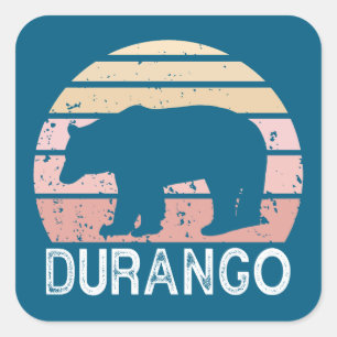 Durango Colorado Retro Bear Quadratischer Aufkleber