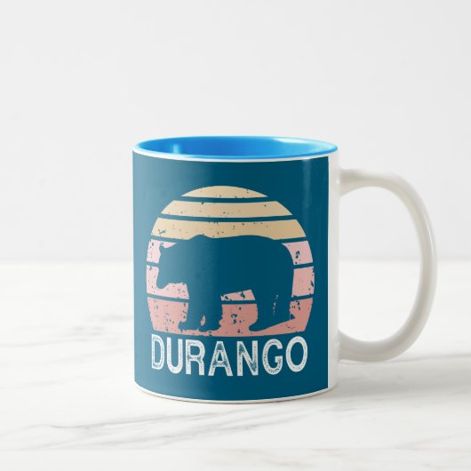 Durango Colorado Retro Bear Zweifarbige Tasse (Rechts)