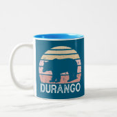 Durango Colorado Retro Bear Zweifarbige Tasse (Links)