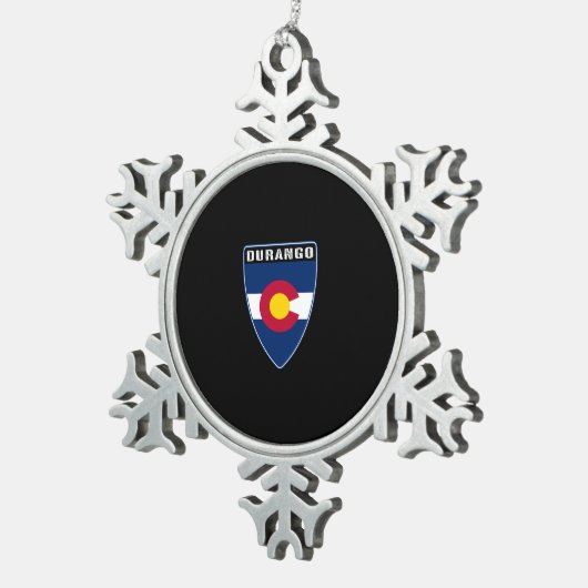 Durango Colorado Schild Schneeflocken Zinn-Ornament (Rechts)