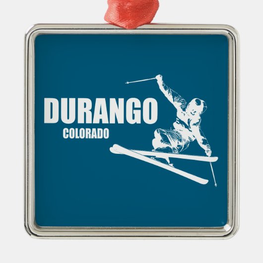Durango Colorado Skier Ornament Aus Metall (Vorne)