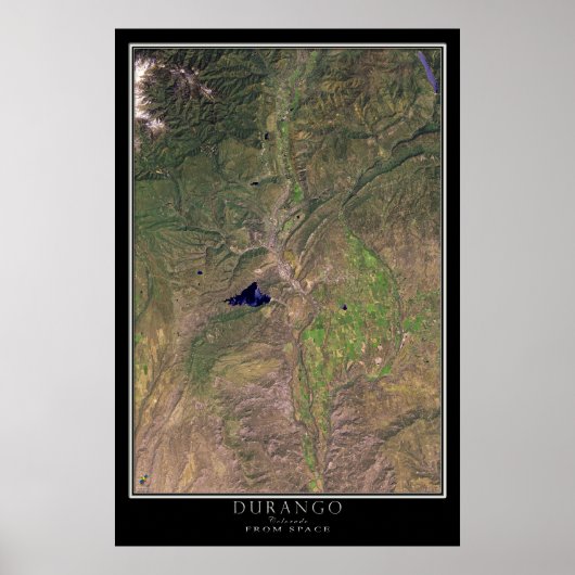 Durango Colorado von Space Satellite Karte Poster (Vorne)