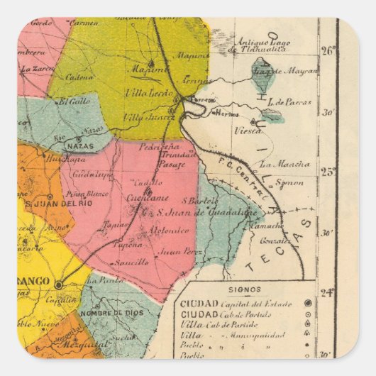Durango, Mexiko Quadratischer Aufkleber (Vorderseite)