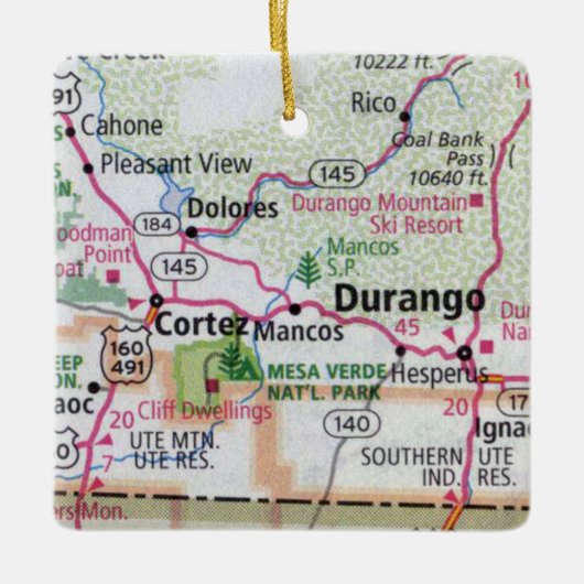 Durango und Cortez CO Keramikornament (Vorderseite)
