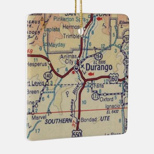 Durango Vintage Map Keramikornament (Rechts)