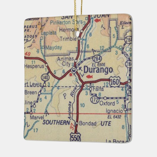 Durango Vintage Map Keramikornament (Links)