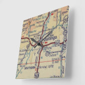 Durango Vintage Map Quadratische Wanduhr (Winkel)