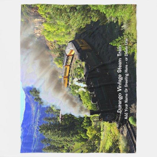 Durango Vintager Dampfzug - Name hinzufügen Fleecedecke (Vorderseite)