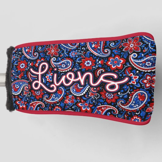 Durant Lions Golf - Blue paisley floral Headcover (Vorderseite)