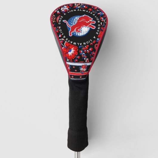 Durant Lions Golf - Rotes Blumenmuster Headcover (Vorderseite)