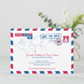 Durban South Africa Airmail Wedding Save the Date (Stehend Vorderseite)