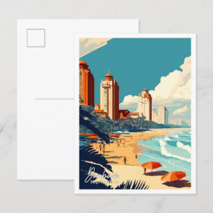Durban South Africa Travel Vintag Illustration Postkarte