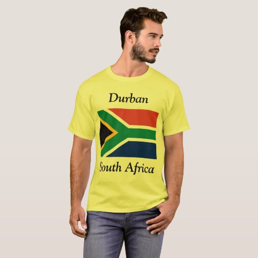 Durban, Südafrika mit südafrikanischer Flagge T-Shirt (Vorne ganz)