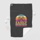 Durch Cocker Spaniel Retro Hund leicht ablenkbar Golfhandtuch (Insitu)
