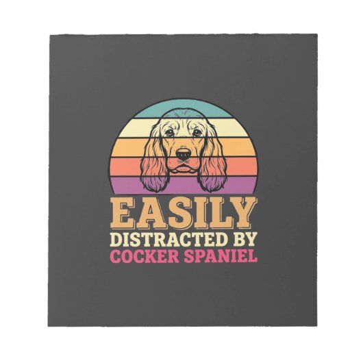 Durch Cocker Spaniel Retro Hund leicht ablenkbar Notizblock (Vorderseite)