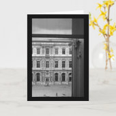 Durch das Fenster Le Louvre Paris Greeting Karte (Gelbe Blume)