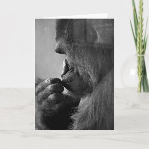 Durch das Glas in tiefen Gedanken Foto Blanko Karte