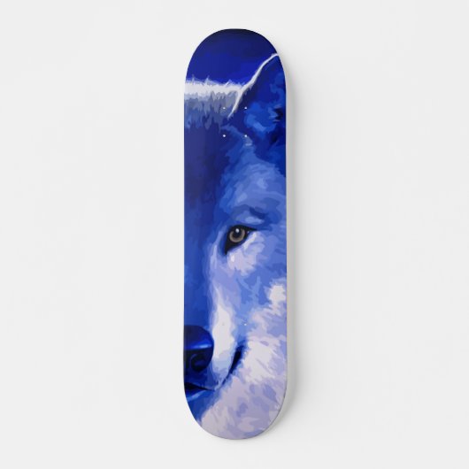 Durch das Licht des Mond-blauen Wolf-Skateboards Skateboard (Vorne)