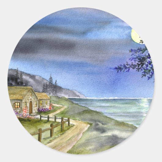 Durch das Licht des silbernen Mondes Runder Aufkleber (Vorderseite)