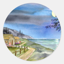 Durch das Licht des silbernen Mondes Runder Aufkleber