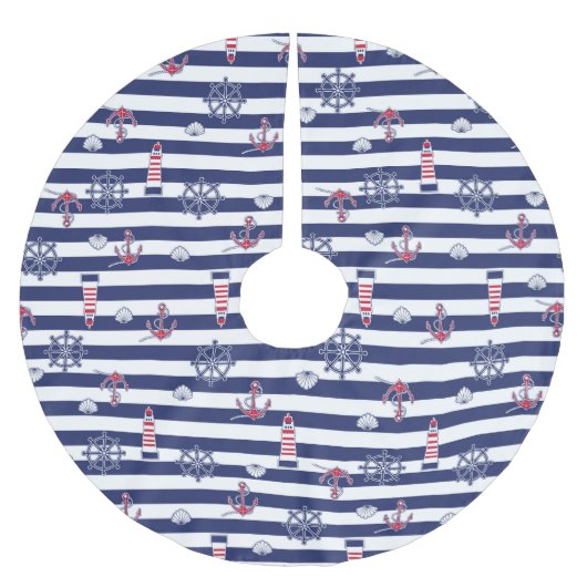 Durch das Seemuster Polyester Weihnachtsbaumdecke (Vorderseite)