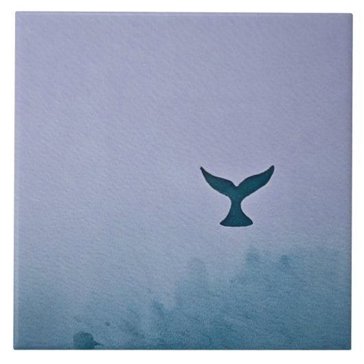 Durch den Nebel - Wal-Schwanz-Kunst Fliese (Vorderseite)