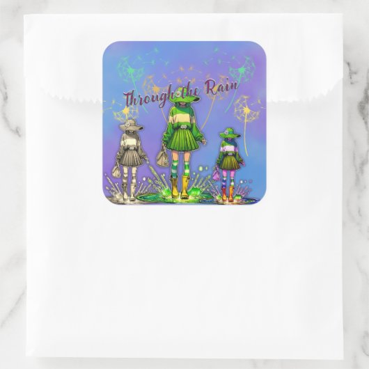 Durch den Regen Quadratischer Aufkleber (Tasche)