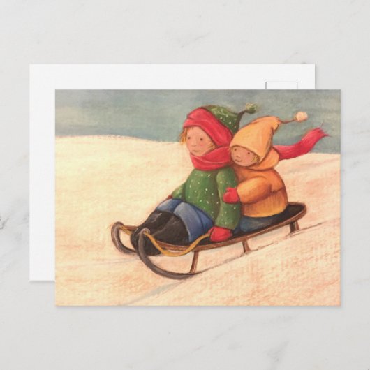 Durch den Schnee gleiten Postkarte (Vorne/Hinten)