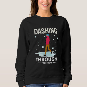 Durch den schneefahrenden Joggen radeln Schneefall Sweatshirt