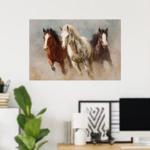 Durch den Staub Galloping Pferde Kunst Poster (Heimbüro)