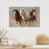 Durch den Staub Galloping Pferde Kunst Poster (Küche)
