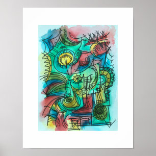 Durch den Sturm navigieren - Abstrakte Aquarellmal Poster