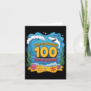 Durch die 100 Tage Schule gesurft Lustiger Hai Karte