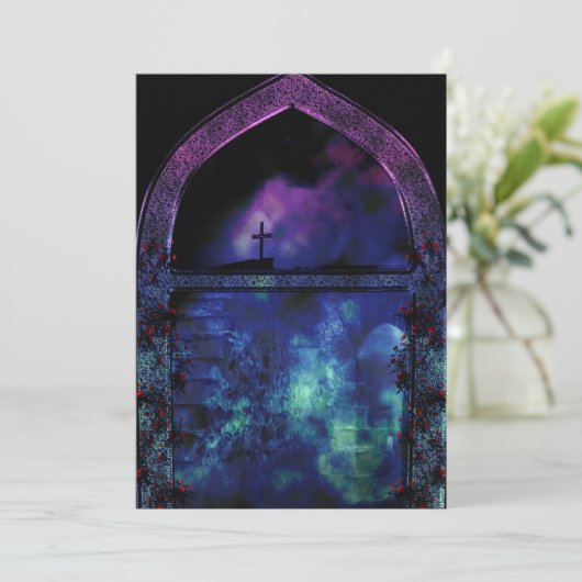 Durch die arsch-gotische Hochzeitsfeier Einladung (Stehend Vorderseite)