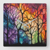 Durch die Baumwall-Uhr Quadratische Wanduhr (Vorderseite)