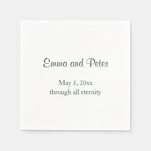 "Durch die ganze Ewigkeit" Name und Datum des Fors Serviette (Vorderseite)