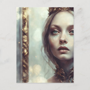 Durch die Golden Mirror Alice Postcard Postkarte