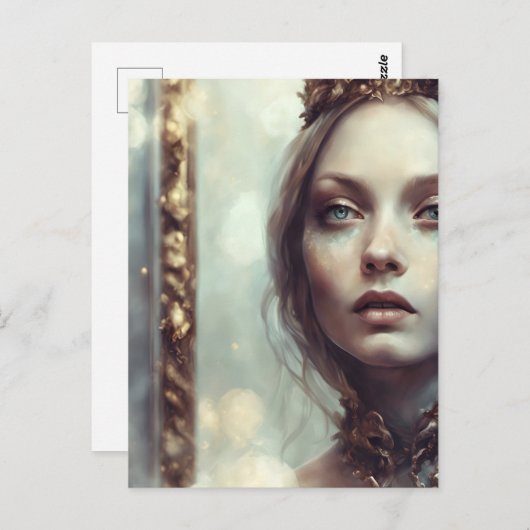 Durch die Golden Mirror Alice Postcard Postkarte (Vorne/Hinten)