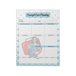 Durch die Planung der Pflege von Krankenschulen un Notizblock