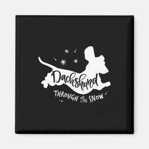 Durch die Schnee-Dackel Weihnachtsfeier Dackel Hun Magnet
