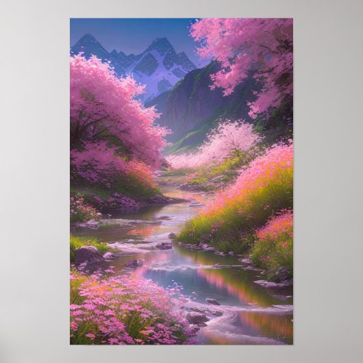 Durch ein rosa Feld Poster (Vorne)