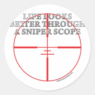Durch ein Sniper-Scope Runder Aufkleber