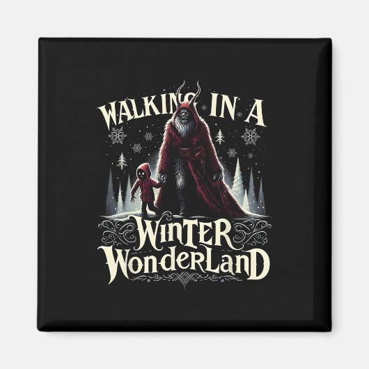 Durch einen winterlichen Wunderland Krampus Dunkle Magnet (Vorne)