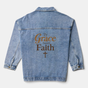 Durch Gnade durch den Glauben - Christliches Kreuz Jeansjacke